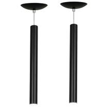 Kit 2 Pendente Tubo Cilindro Preto 50Cm + Led 3k