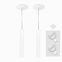 Kit 2 Pendente Tubo Palito 30cm - Branco + Lâmpada LED 4W