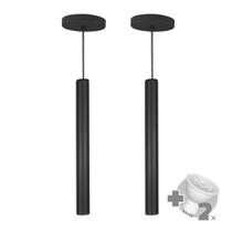 Kit 2 Pendente Tubo Palito 45cm - Preto + Lampada LED 4W Kit 2 Pendente Tubo Palito 45cm - Preto + Lampada LED 4W
