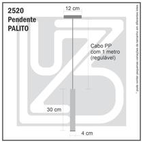 Kit 2 Pendente Tubo Palito Moderno 30Cm - Branco