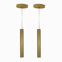 Kit 2 Pendente Tubo Palito Moderno 30cm - Ouro Kit 2 Pendente Tubo Palito Moderno 30cm - Ouro