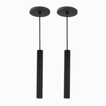 Kit 2 Pendente Tubo Palito Moderno 30cm - Preto Kit 2 Pendente Tubo Palito Moderno 30cm - Preto