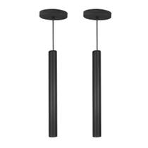 Kit 2 Pendente Tubo Palito Moderno 45cm - Preto Kit 2 Pendente Tubo Palito Moderno 45cm - Preto