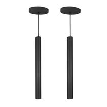 Kit 2 Pendente Tubo Palito Moderno 45cm - Preto Kit 2 Pendente Tubo Palito Moderno 45cm - Preto