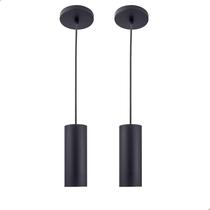 Kit 2 Pendente Tubo Palito Moderno E27 20cm - Preto Kit 2 Pendente Tubo Palito Moderno E27 20cm - Preto