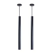 Kit 2 Pendente Tubo Preto 50cm Canopla 6cm LED Branco Neutro