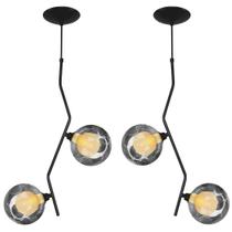 Kit 2 Pendentes Aro Duplo Jabuticaba Preto Harmony Fumê