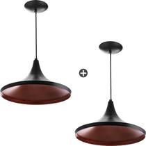 Kit 2 Pendentes Chapeu Aluminio Tom Dixon Preto