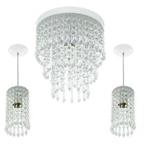 Kit 2 Pendentes Clearcrillic + Lustre Manucrillic Branco