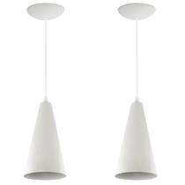 Kit 2 Pendentes Cone Lowcost Aluminio Decoracao Branco Kit 2 Pendentes Cone Lowcost Aluminio Decoracao Branco