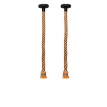 Kit 2 Pendentes Corda Sisal Retro Vintage 1,80M Nó Laço