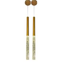 Kit 2 Pendentes Dourado Filete Tubo De Cristal Cabo 4m Led
