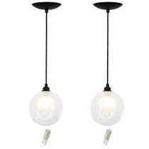 kit 2 Pendentes Harmony Bolinha Preto + Lampada G9 6000k