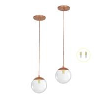 Kit 2 Pendentes Jabuticaba Cobre Bola Globo De Vidro + Led V Kit 2 Pendentes Jabuticaba Cobre Bola Globo De Vidro + Led V