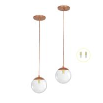 Kit 2 Pendentes Jabuticaba Cobre Bola Globo De Vidro + Led V Kit 2 Pendentes Jabuticaba Cobre Bola Globo De Vidro + Led V