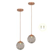 Kit 2 Pendentes Jabuticaba Cobre Bola Globo De Vidro + Led V Kit 2 Pendentes Jabuticaba Cobre Bola Globo De Vidro + Led V