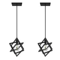 Kit 2 Pendentes Luminárias de Teto Cubo Industrial Preto Kit 2 Pendentes Luminárias de Teto Cubo Industrial Preto