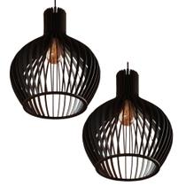 Kit 2 Pendentes Luminarias Lustre Cor Preto Decoração Sala Quarto Varanda