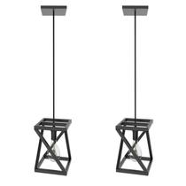 Kit 2 Pendentes Luminárias Teto Quadrada Industrial Preto Kit 2 Pendentes Luminárias Teto Quadrada Industrial Preto