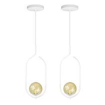 Kit 2 Pendentes Lustres On Clip BRANCO globo de vidro Âmbar Kit 2 Pendentes Lustres On Clip BRANCO globo de vidro Âmbar