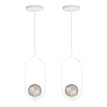 Kit 2 Pendentes Lustres On Clip BRANCO globo de vidro Fumê Kit 2 Pendentes Lustres On Clip BRANCO globo de vidro Fumê