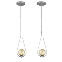 Kit 2 Pendentes Lustres On Drop PRATA globo de vidro AMBAR Kit 2 Pendentes Lustres On Drop PRATA globo de vidro AMBAR