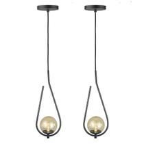 Kit 2 Pendentes Lustres On Drop PRETO globo de vidro AMBAR Kit 2 Pendentes Lustres On Drop PRETO globo de vidro AMBAR