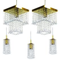 Kit 2 Pendentes Marrycrillic + 3 Pendentes Clearcrilic Gold Kit 2 Pendentes Marrycrillic + 3 Pendentes Clearcrilic Gold