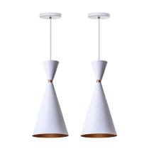 Kit 2 Pendentes Moscou Branco Com Cobre Alumínio Decorações