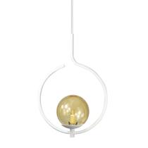Kit 2 Pendentes On Loop BRANCO com globo de vidro AMBAR