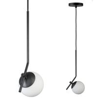 Kit 2 Pendentes On Ly PRETO com globo esfera de vidro Branco Kit 2 Pendentes On Ly PRETO com globo esfera de vidro Branco