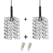 Kit 2 Pendentes Quadrado Clearcast Cristal Leg. + Lamp 3000 Kit 2 Pendentes Quadrado Clearcast Cristal Leg. + Lamp 3000