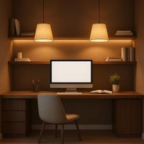 Kit 2 Pendentes Rubi Bege 20,5x20,3cm com Fio Regulável 1,5m