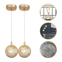 Kit 2 Pendentes Saturno Dourado 3 Tons de Luz