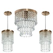 Kit 2 Pendentes Spark + Lustre Plafon Manucrillic Cobre Kit 2 Pendentes Spark + Lustre Plafon Manucrillic Cobre