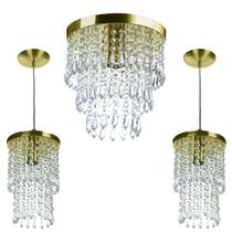 Kit 2 Pendentes Spark + Lustre Plafon Manucrillic Dourado Kit 2 Pendentes Spark + Lustre Plafon Manucrillic Dourado