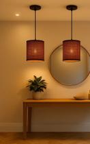 Kit 2 Pendentes Tela Marrom Sintética Modernos Para Cozinha E Sala Kit 2 Pendentes Tela Marrom Sintética Modernos Para Cozinha E Sala