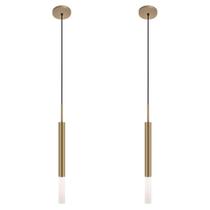 Kit 2 Pendentes Teto Luminária Tubo Difusor Mesa Sala Bronze