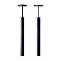 Kit 2 Pendentes Tubo Cilindro Alumínio 30Cm Preto Kit 2 Pendentes Tubo Cilindro Alumínio 30Cm Preto