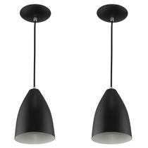 Kit 2 Pendentes Vegas Premium Gourmet Aluminio Preto/Branco