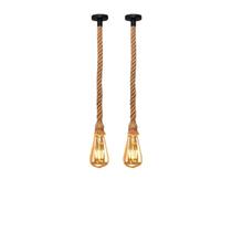 Kit 2 Pendentes Vintage Corda 1M Retro Lâmpada Pera Âmbar