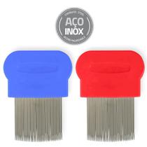 Kit 2 Pente Fino de Aço Inox Piolho Lêndeas Criança Adulto Extrator Ferro Kit 2 Pente Fino de Aço Inox Piolho Lêndeas Criança Adulto Extrator Ferro