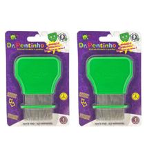 Kit 2 Pente Fino Inox Verde Piolhos e Lêndeas - Dr. Pentinho