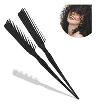 Kit 2 Pente Para Fitagem Cabelo Ondulado Cacheado E Cr Preto