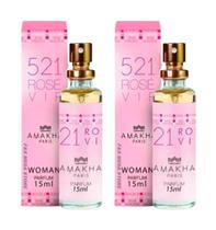 Kit 2 Perfume 521 Vip Rose Feminino Amakha Paris Bolso Bolsa