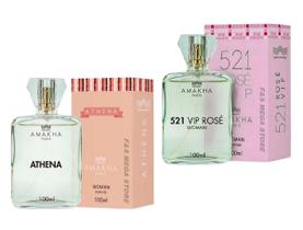 Kit 2 Perfume Feminino Amakha Paris 521 Rose Athena 100Ml