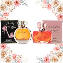 Kit 2 Perfumes Femininos 100ml Pretty Girl e Bellisima Donna Sea Blue