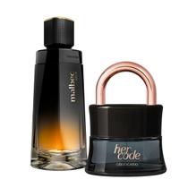Kit 2 Perfumes Her Code Eau De Parfum 50ml +Malbec Gold Desodorante Colônia 100ml Para Ele Para Ela Presente Kit 2 Perfumes Her Code Eau De Parfum 50ml +Malbec Gold Desodorante Colônia 100ml Para Ele Para Ela Presente