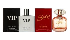 Kit 2 Perfumes Vip + Sexy 100ml Importado Sea Blue