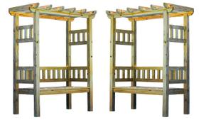 KIT 2 Pergolados com banco de madeira Pinus tratado 1,75x0,90 m - Modelo Chardonnay Única